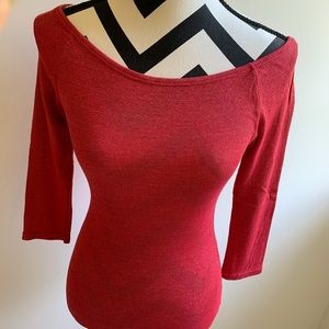 Michael Stars Shiny Boat Neck 3/4 Sleeve Top